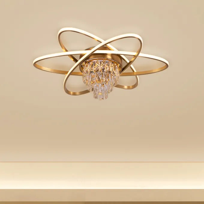 Make It Rain (Gold, 3 Colour Dimmable LED with Remote Control) Crystal Ceiling Light