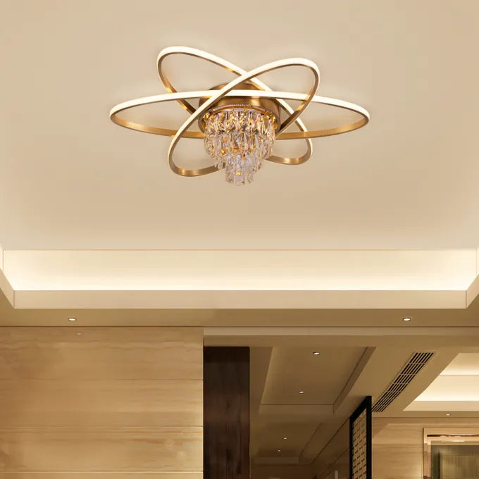 Make It Rain (Gold, 3 Colour Dimmable LED with Remote Control) Crystal Ceiling Light